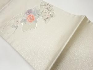 リサイクル　金駒刺繍地紙に花々模様名古屋帯